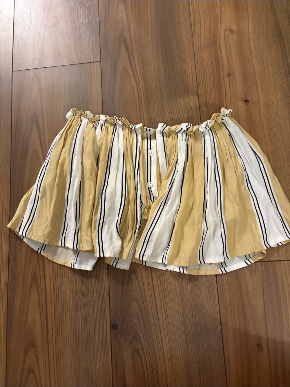 FAITHFULL Striped strapless Crop Top in tan and White